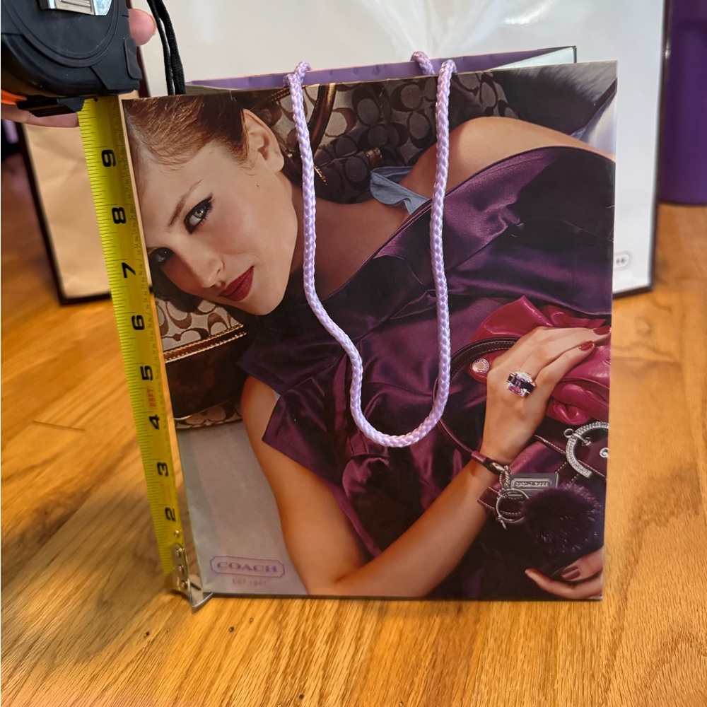 Coach Purple Graphic Gift Bag with Lavender Rope Handles and Model Print 2004